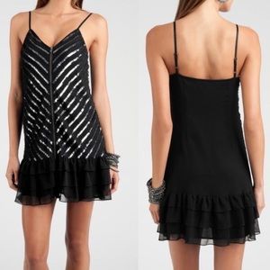 Like New Guess Black Sequin Ruffle Cocktail Dress